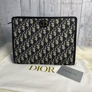 DIOR 30 montaigne dea pouch in blue oblique jacquard
